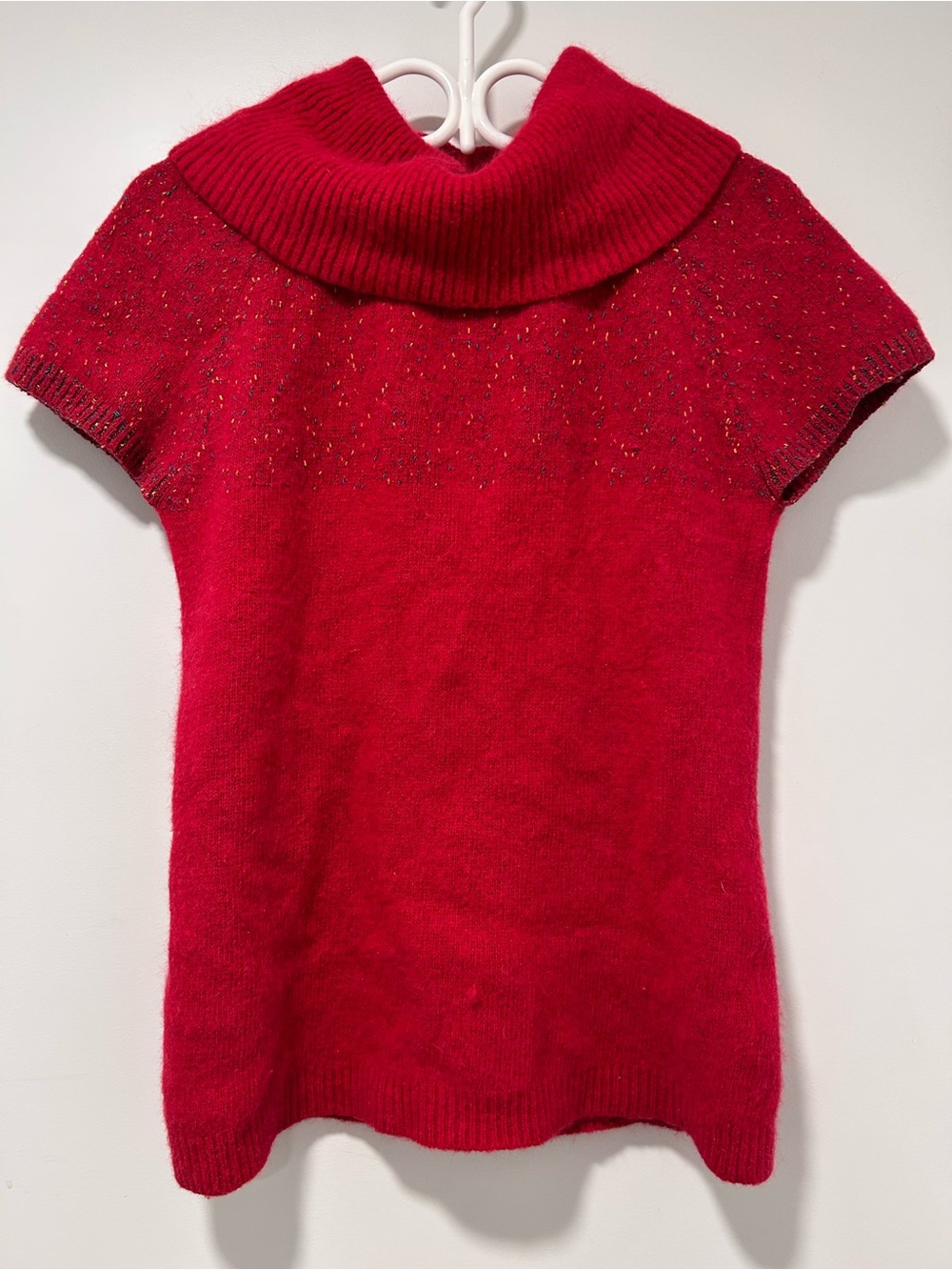 Japanese Vintage wool blend Red Short-Sleeve Turtleneck Sweater
